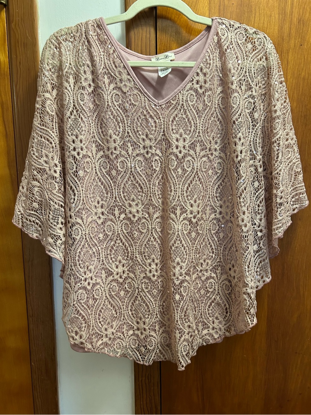 Brittany Black Blush Pink Lace V-Neck Tunic